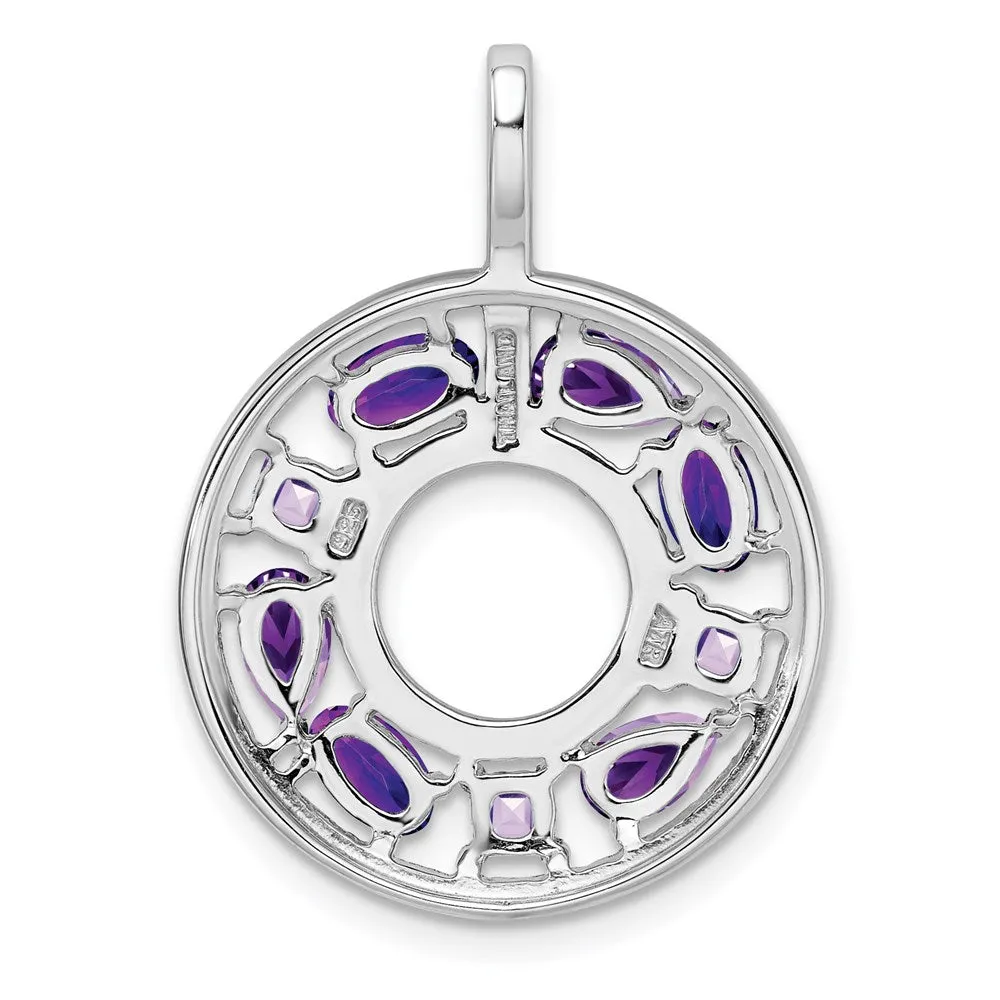 Sterling Silver Amethyst and CZ Circle Pendant