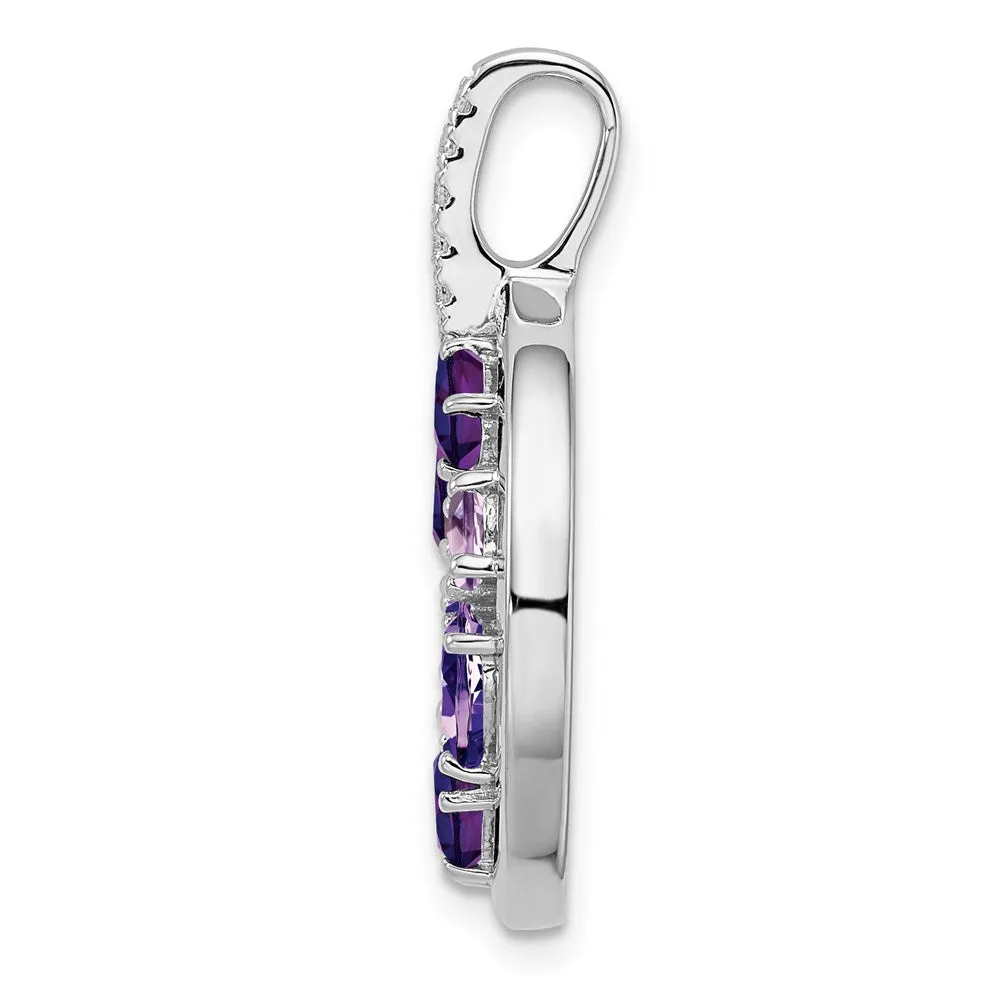 Sterling Silver Amethyst and CZ Circle Pendant