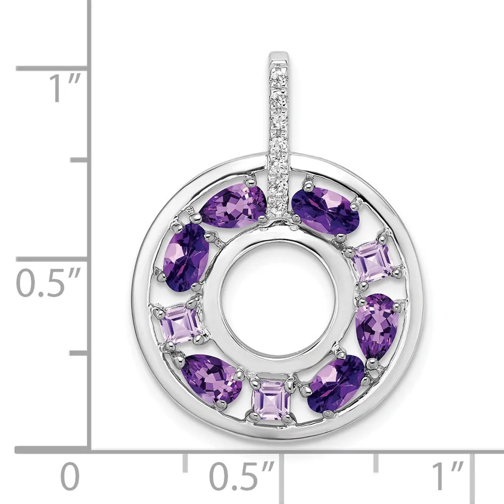 Sterling Silver Amethyst and CZ Circle Pendant