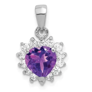 Sterling Silver Amethyst and CZ Pendant