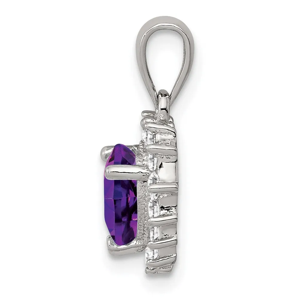 Sterling Silver Amethyst and CZ Pendant