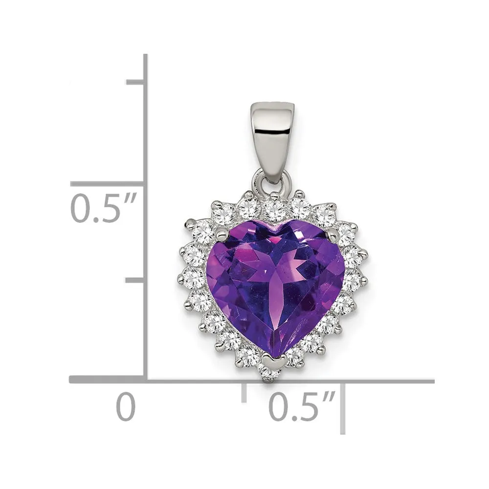 Sterling Silver Amethyst and CZ Pendant
