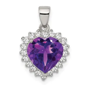 Sterling Silver Amethyst and CZ Pendant