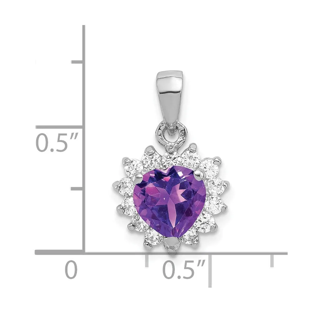 Sterling Silver Amethyst and CZ Pendant