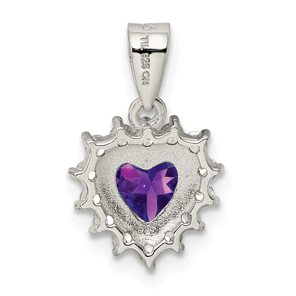 Sterling Silver Amethyst and CZ Pendant