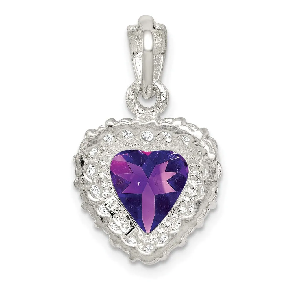 Sterling Silver Amethyst and CZ Pendant