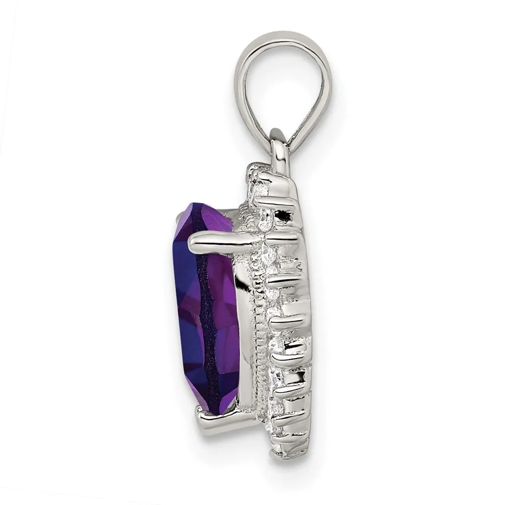 Sterling Silver Amethyst and CZ Pendant