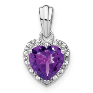 Sterling Silver Amethyst and Diamond Pendant