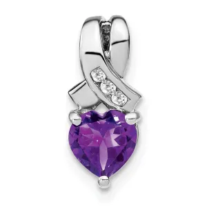 Sterling Silver Amethyst and Diamond Pendant