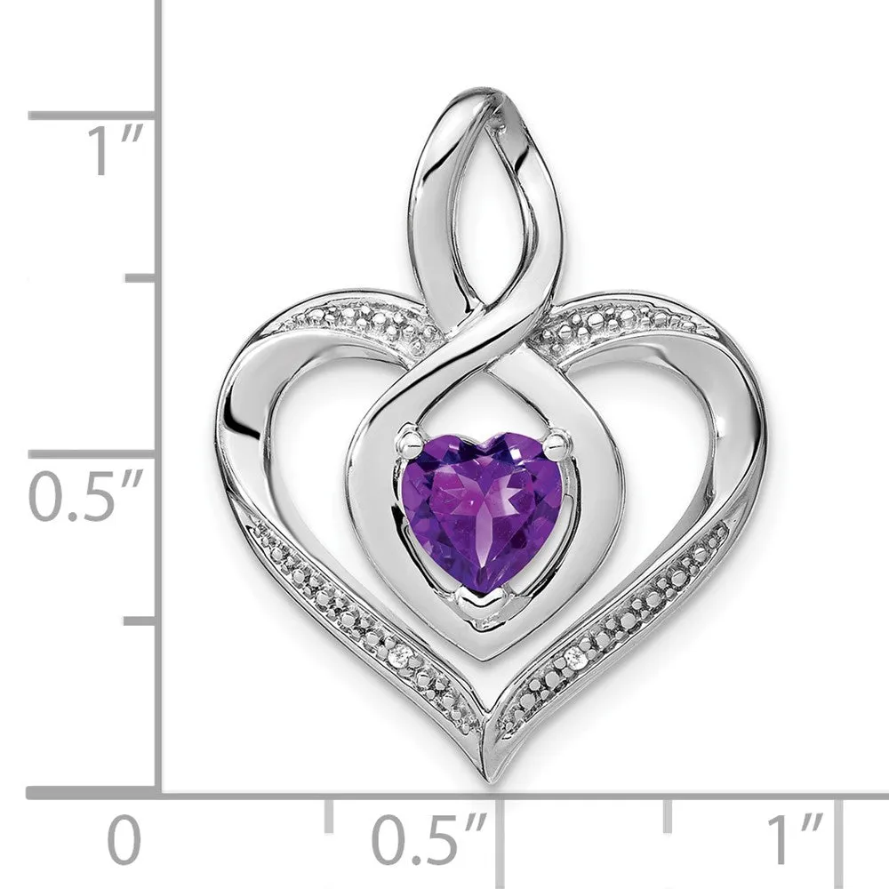 Sterling Silver Amethyst and Diamond Pendant