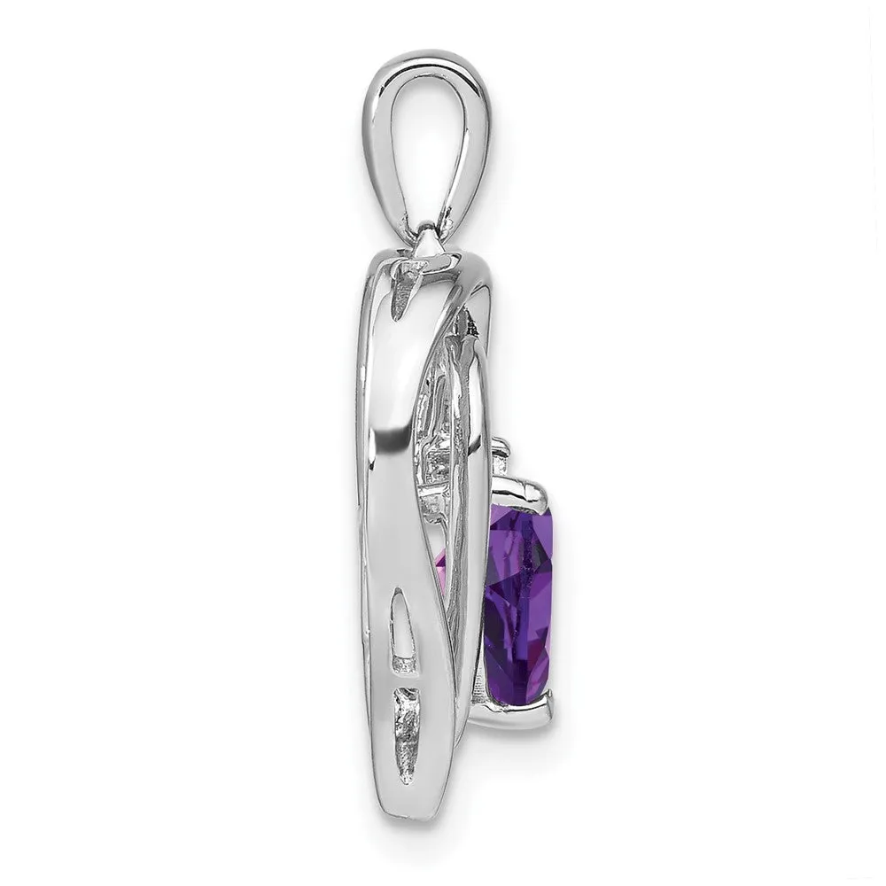 Sterling Silver Amethyst and Diamond Pendant
