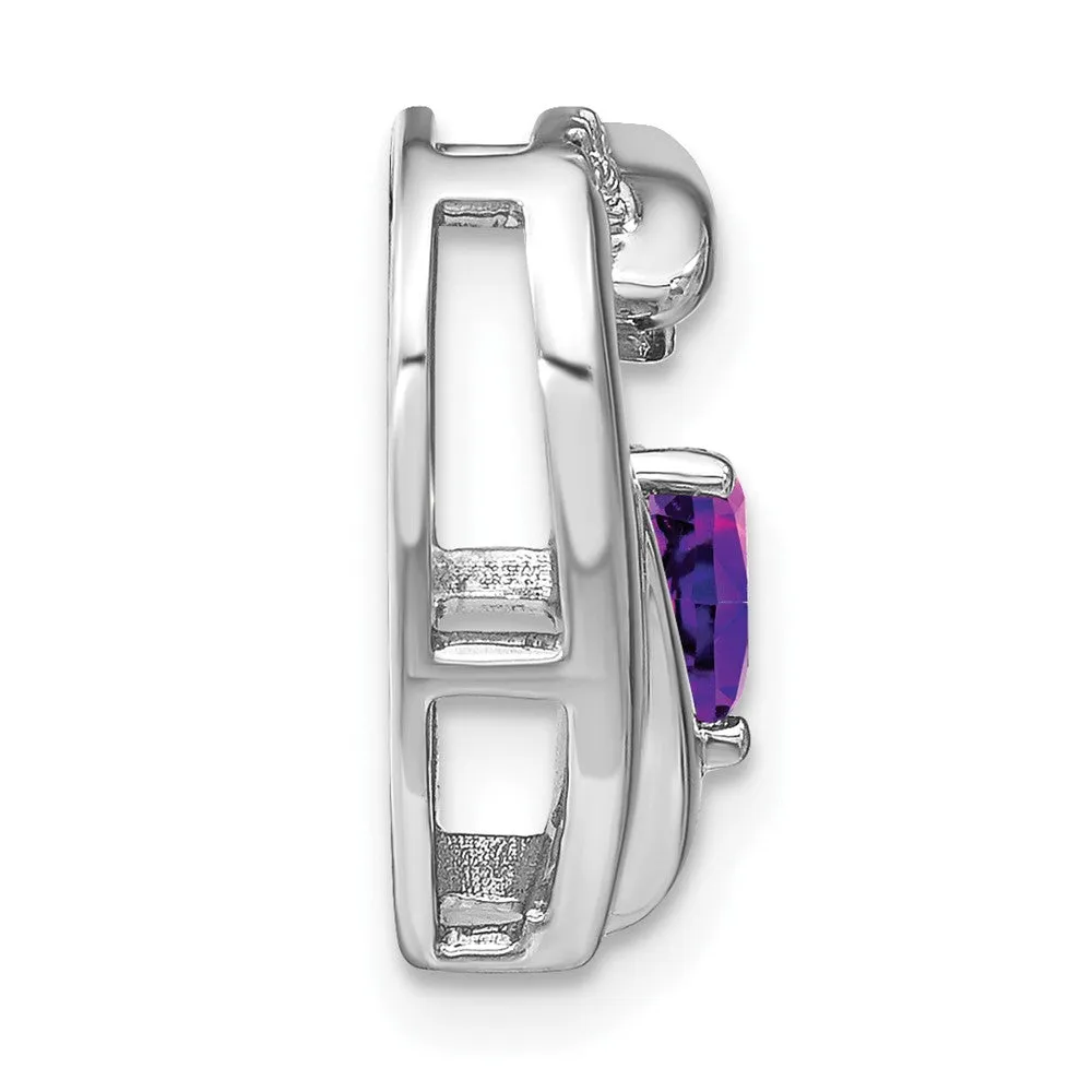 Sterling Silver Amethyst and Diamond Pendant