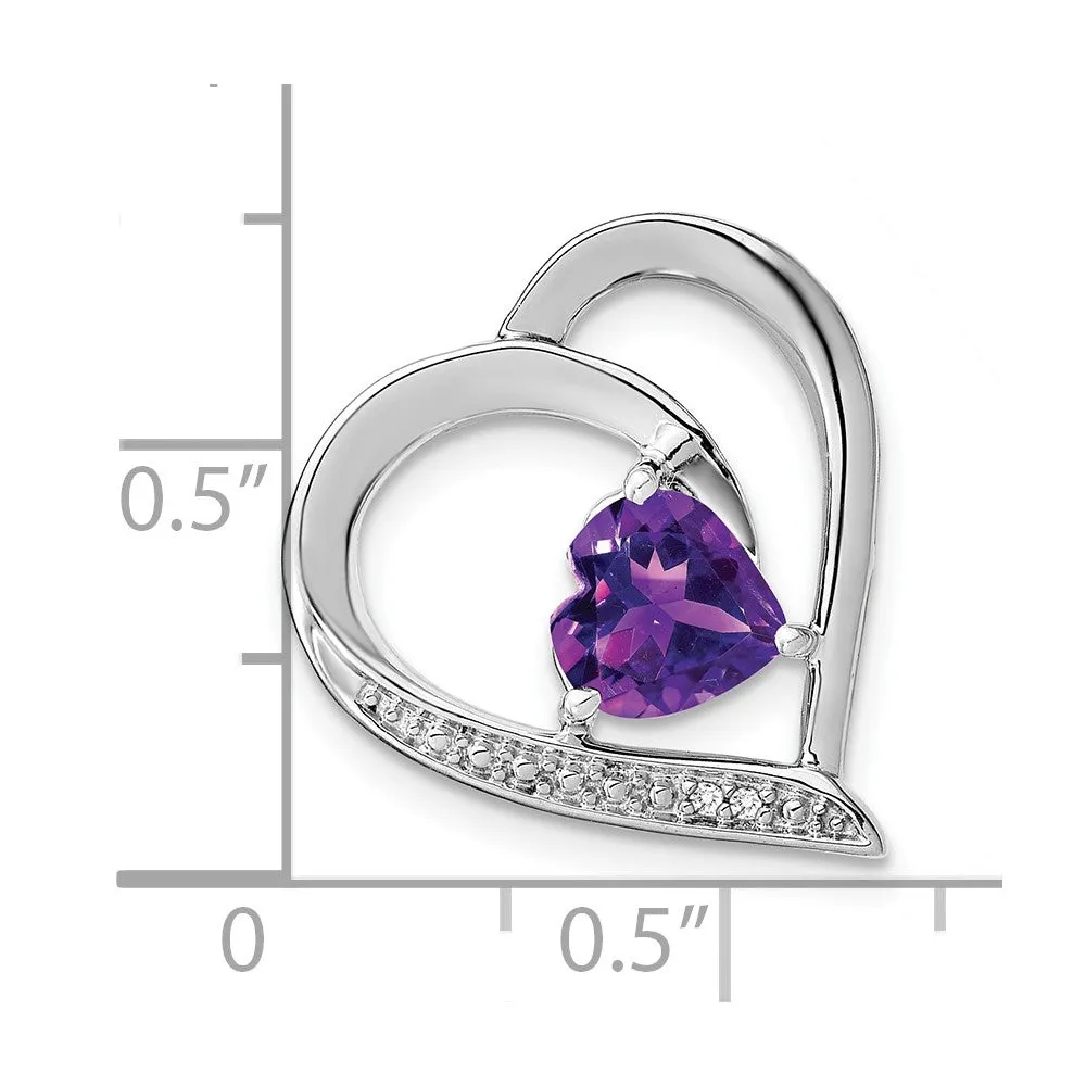 Sterling Silver Amethyst and Diamond Pendant
