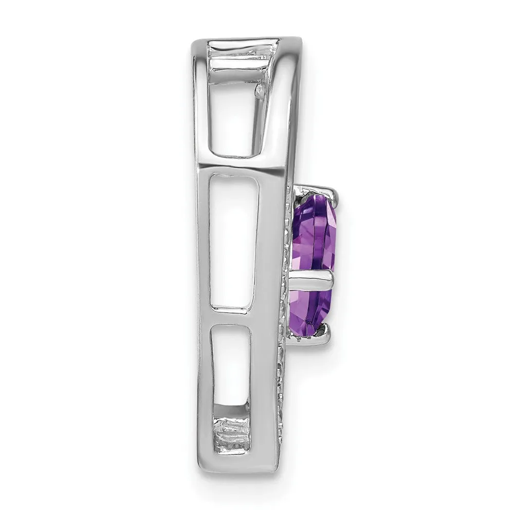 Sterling Silver Amethyst and Diamond Pendant
