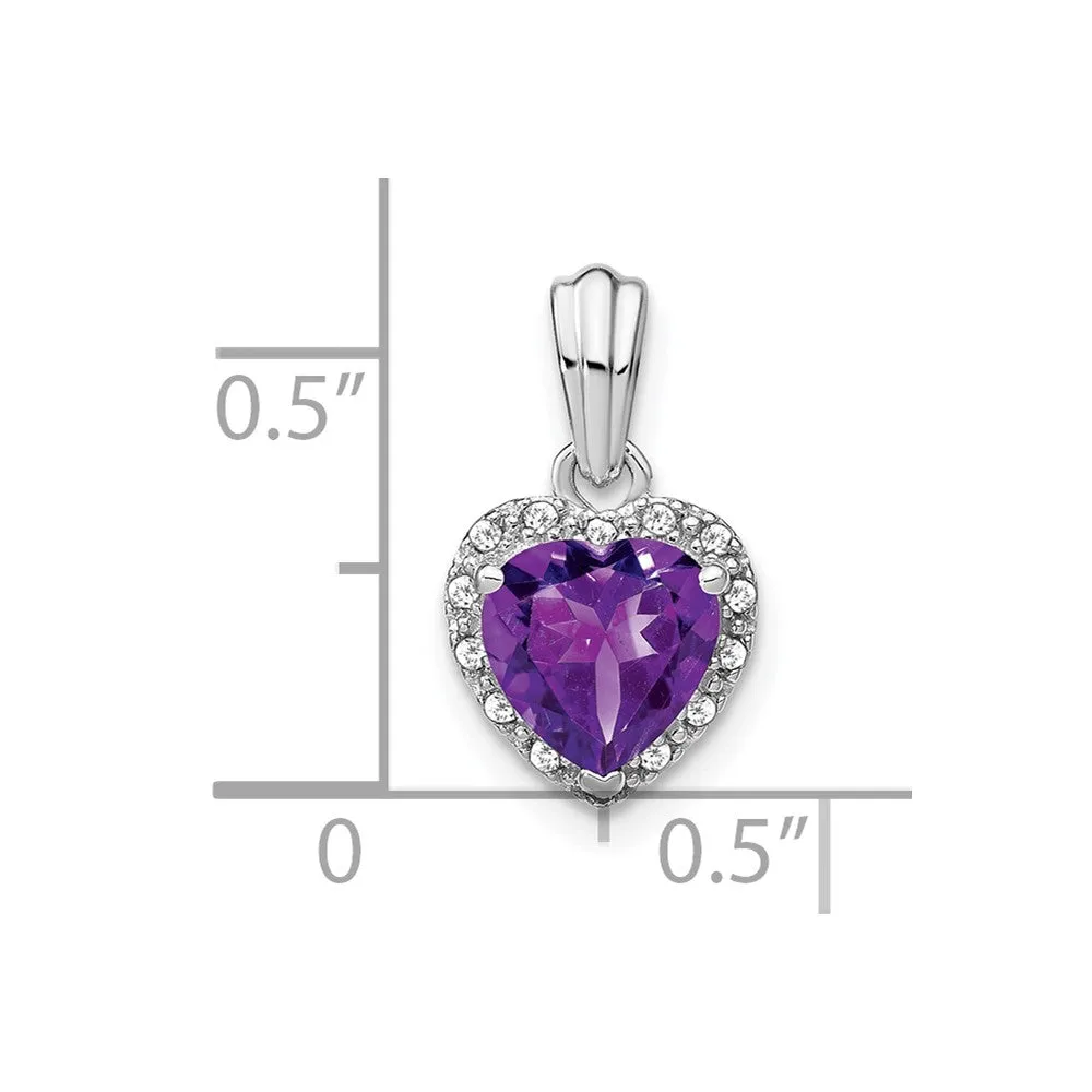 Sterling Silver Amethyst and Diamond Pendant