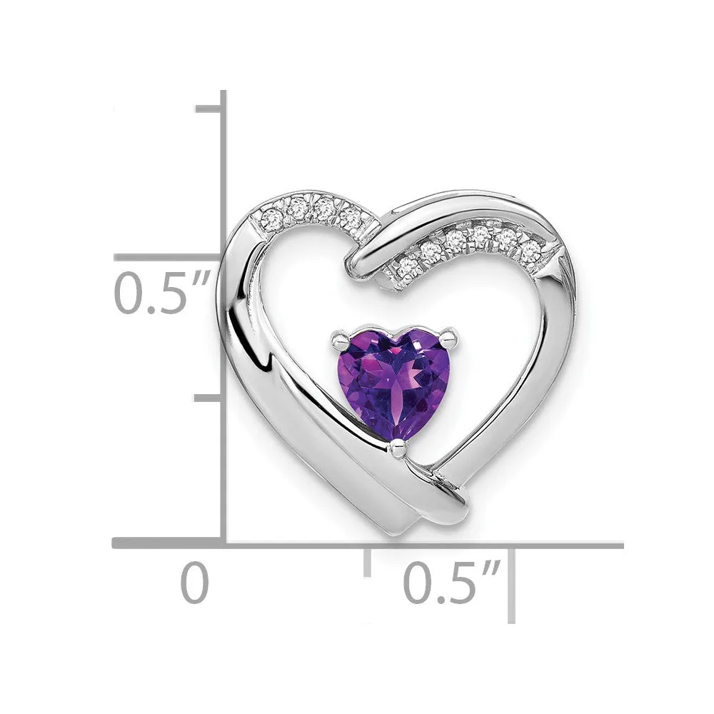 Sterling Silver Amethyst and Diamond Pendant
