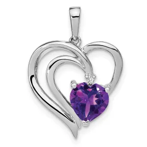 Sterling Silver Amethyst and Diamond Pendant