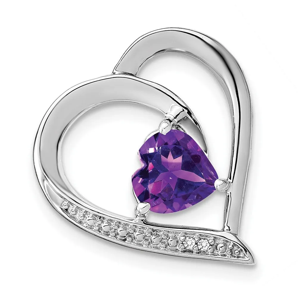 Sterling Silver Amethyst and Diamond Pendant