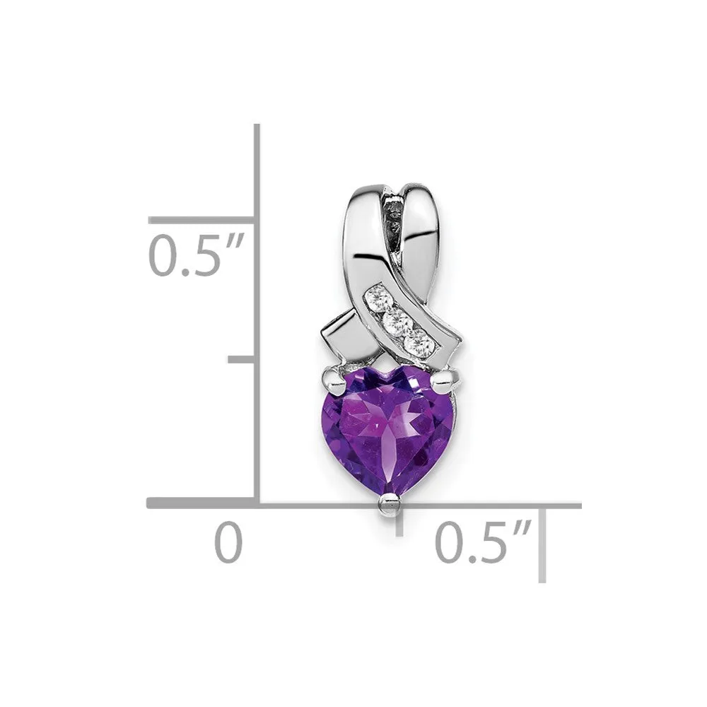 Sterling Silver Amethyst and Diamond Pendant