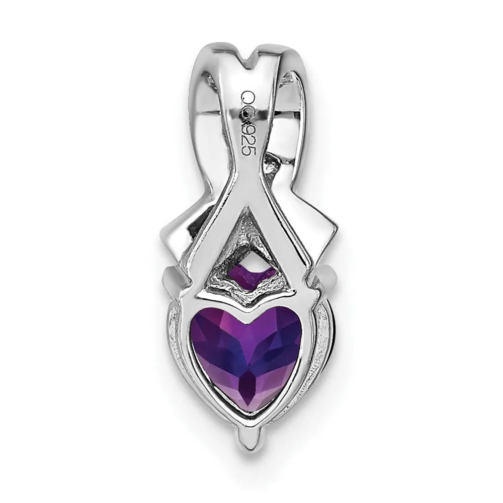 Sterling Silver Amethyst and Diamond Pendant