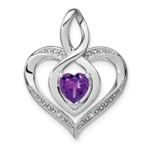 Sterling Silver Amethyst and Diamond Pendant