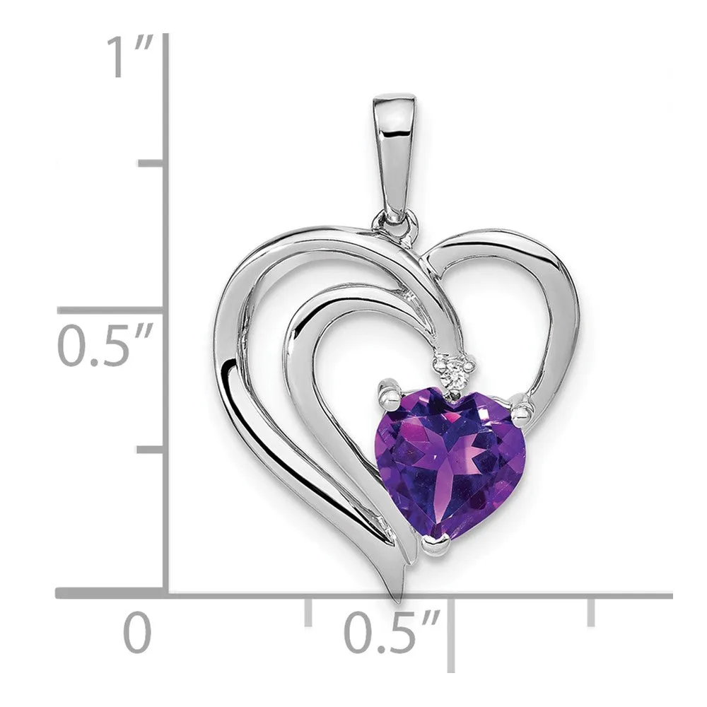 Sterling Silver Amethyst and Diamond Pendant
