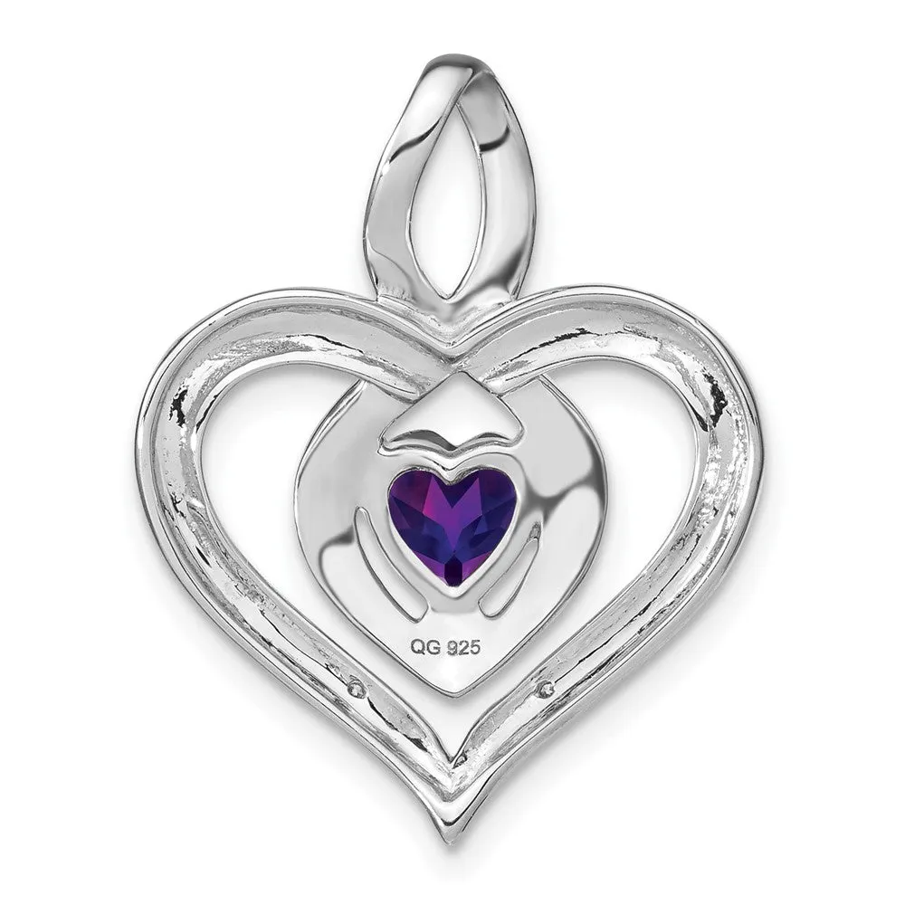 Sterling Silver Amethyst and Diamond Pendant