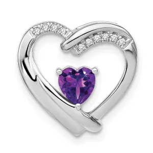Sterling Silver Amethyst and Diamond Pendant