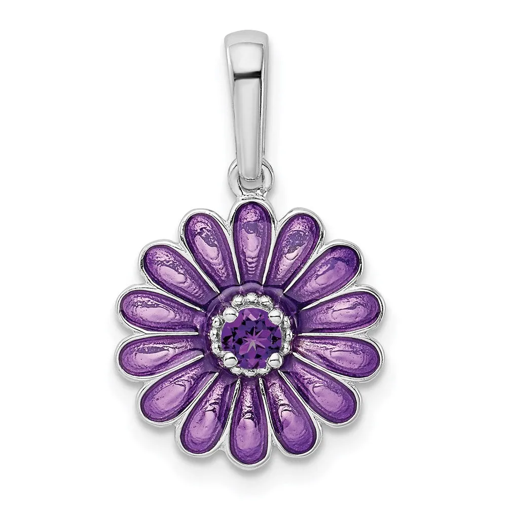 Sterling Silver Amethyst and Enamel Pendant