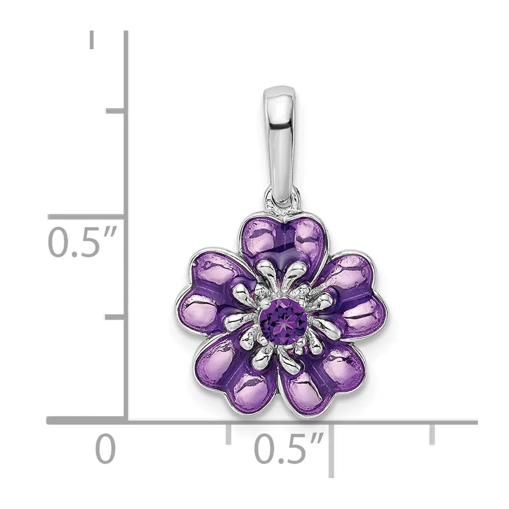 Sterling Silver Amethyst and Enamel Pendant