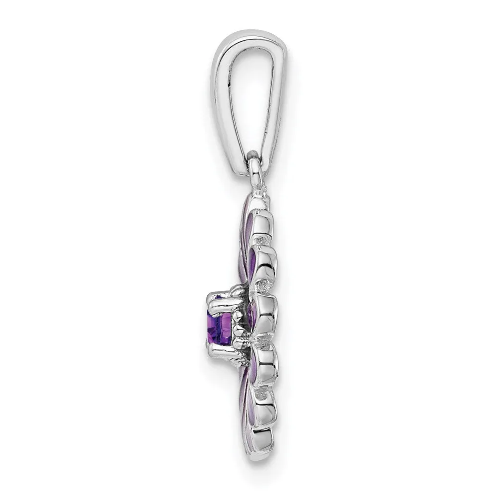Sterling Silver Amethyst and Enamel Pendant
