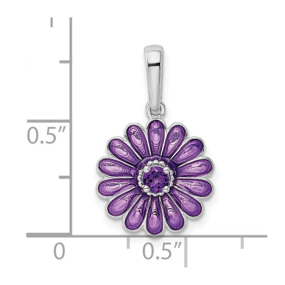 Sterling Silver Amethyst and Enamel Pendant