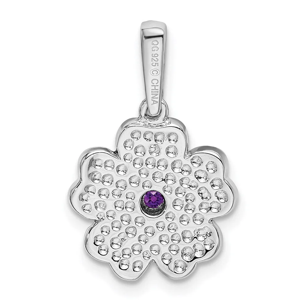 Sterling Silver Amethyst and Enamel Pendant