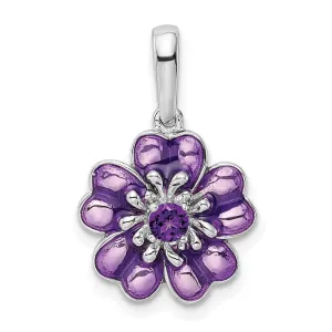 Sterling Silver Amethyst and Enamel Pendant