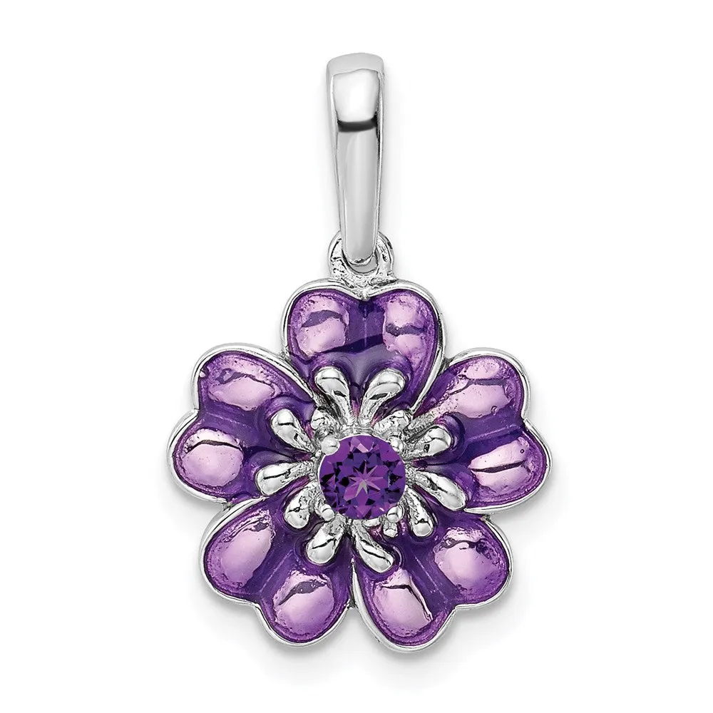 Sterling Silver Amethyst and Enamel Pendant