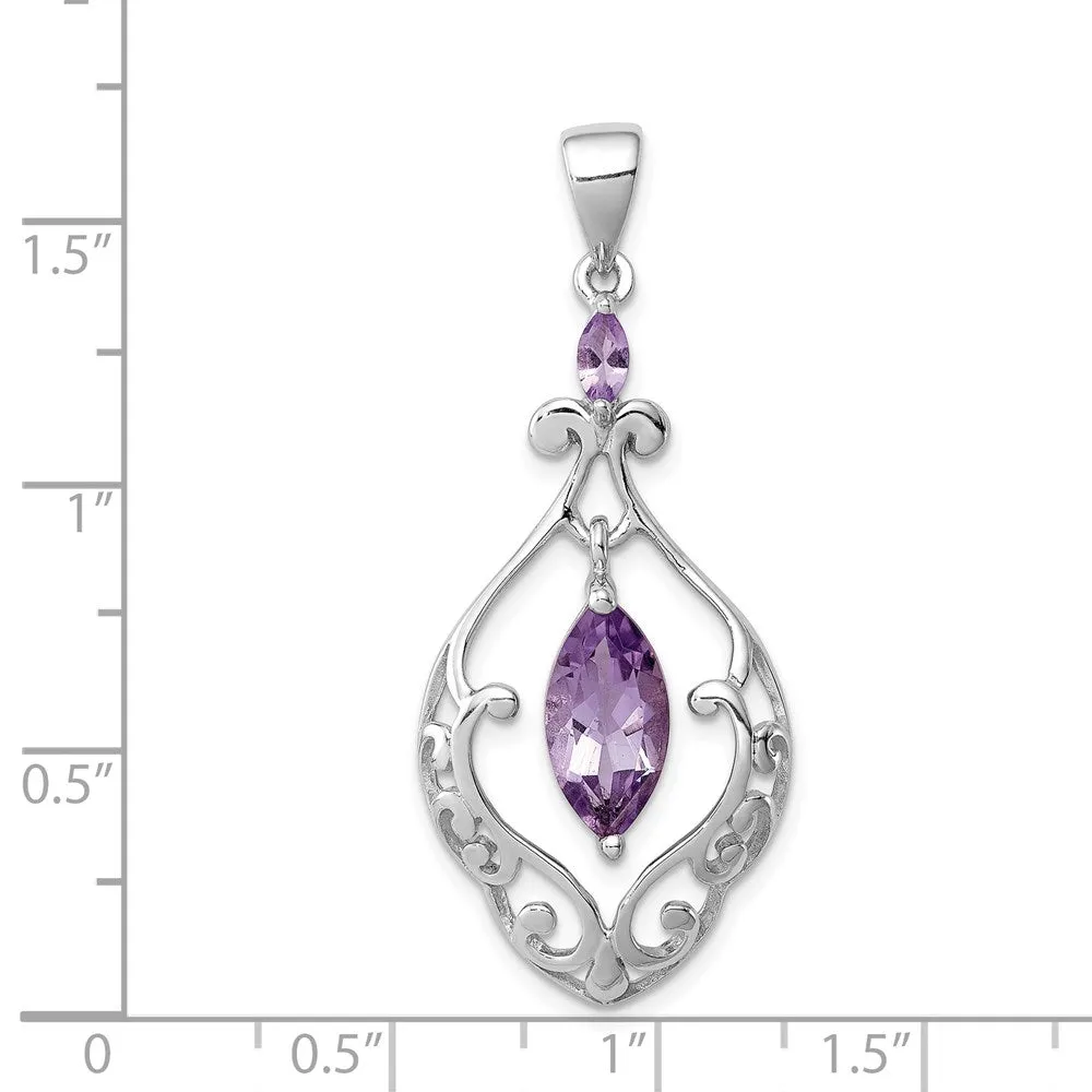 Sterling Silver Amethyst Fancy Pendant