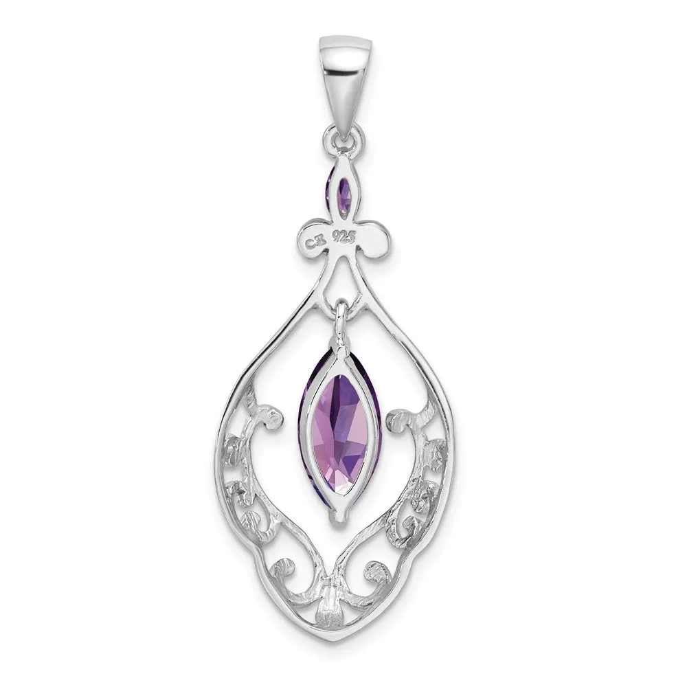 Sterling Silver Amethyst Fancy Pendant
