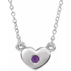 Sterling Silver Amethyst Heart 16" Necklace
