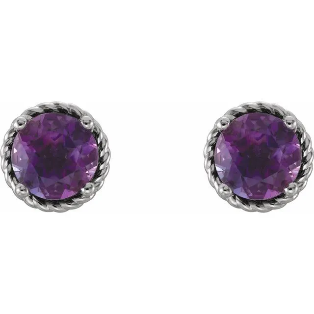 Sterling Silver Amethyst Rope Earrings