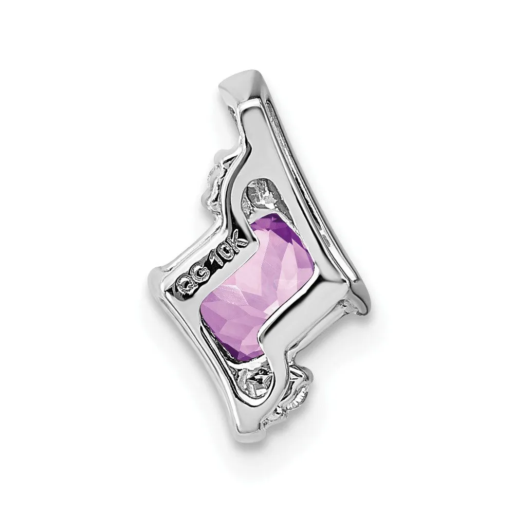 Sterling Silver Antique Cushion Amethyst and Diamond Pendant