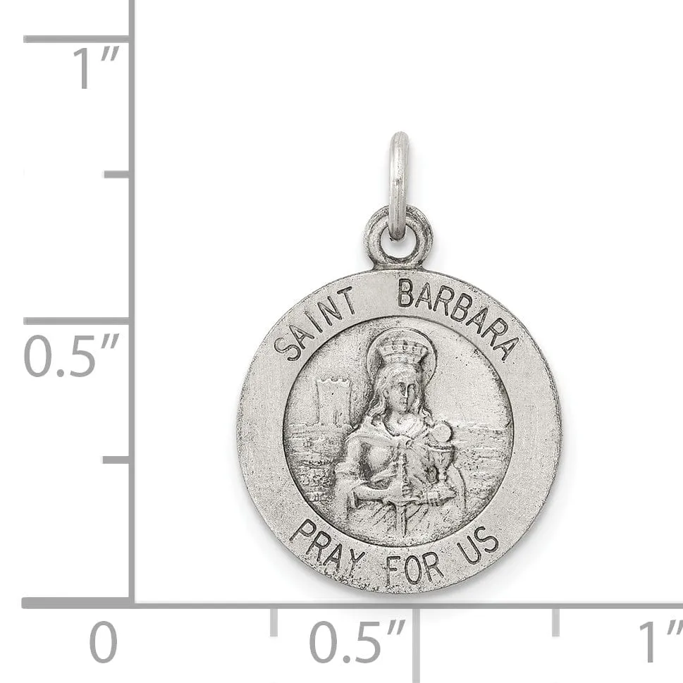 Sterling Silver Antiqued Saint Barbara Medal