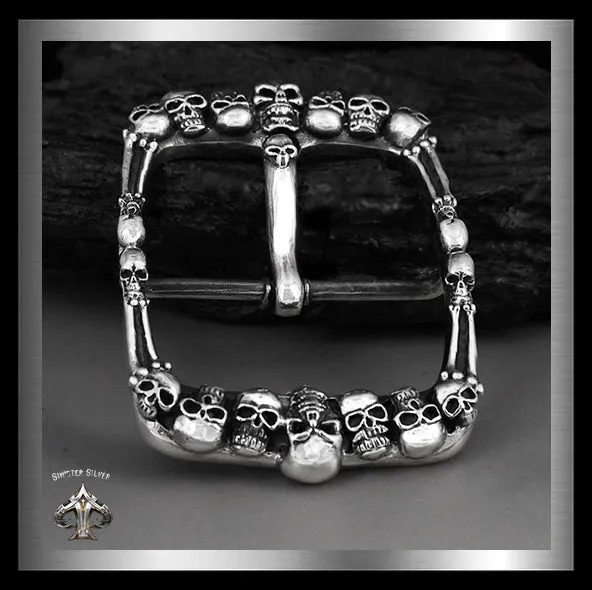 Sterling Silver Biker Skullyard Belt Buckle