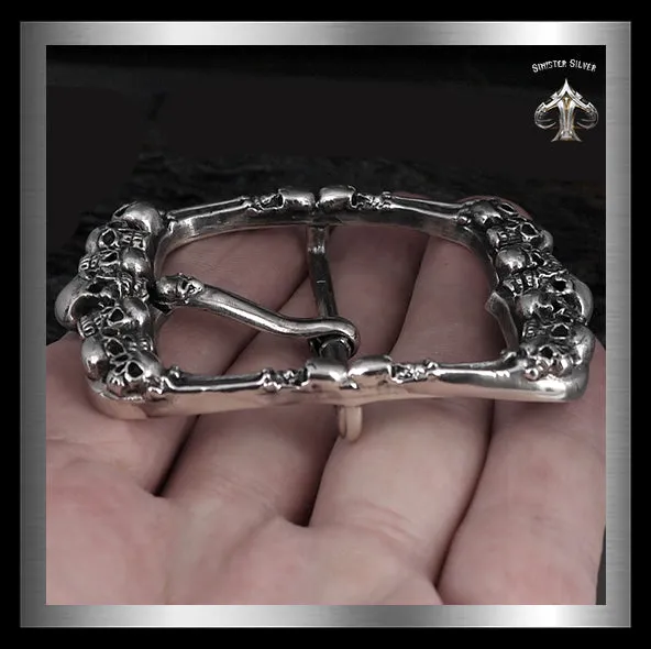 Sterling Silver Biker Skullyard Belt Buckle
