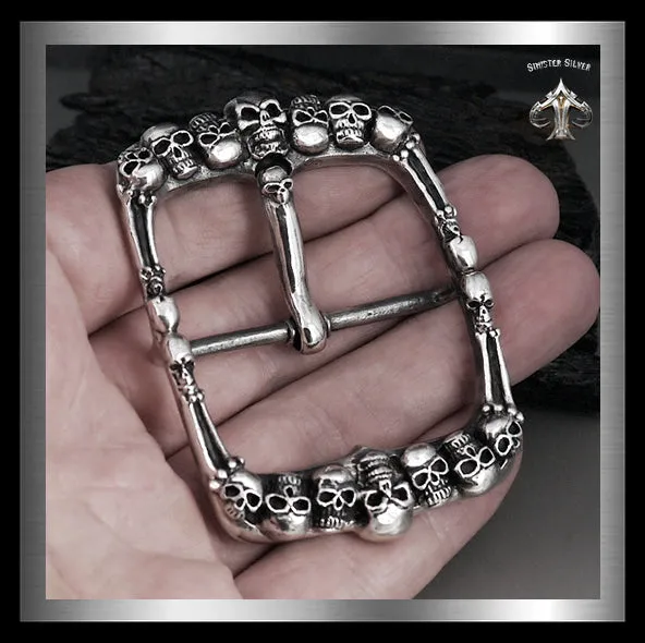 Sterling Silver Biker Skullyard Belt Buckle