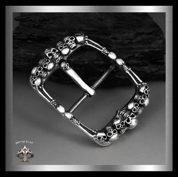 Sterling Silver Biker Skullyard Belt Buckle