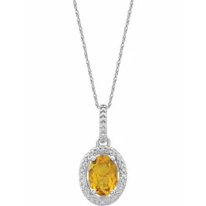 Sterling Silver Citrine & .01 CTW Diamond 18" Necklace
