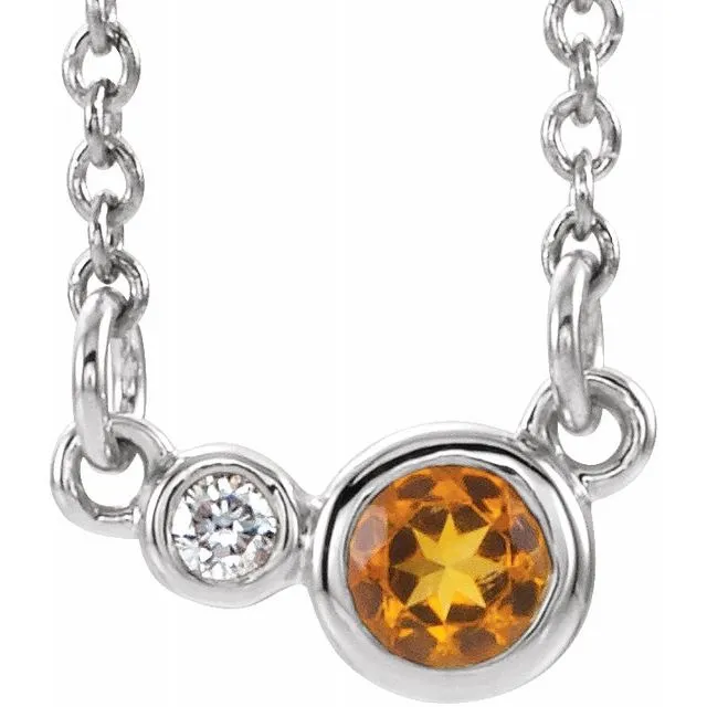 Sterling Silver Citrine & .02 CTW Diamond 18" Necklace