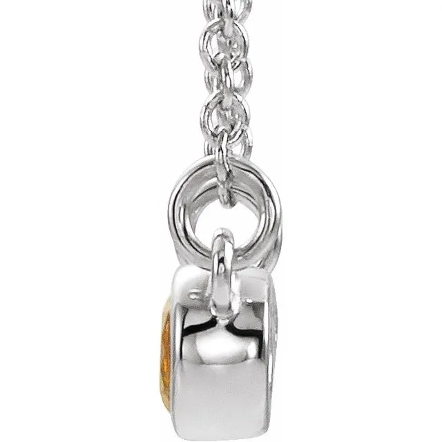 Sterling Silver Citrine & .02 CTW Diamond 18" Necklace