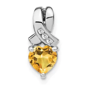 Sterling Silver Citrine and Diamond Pendant