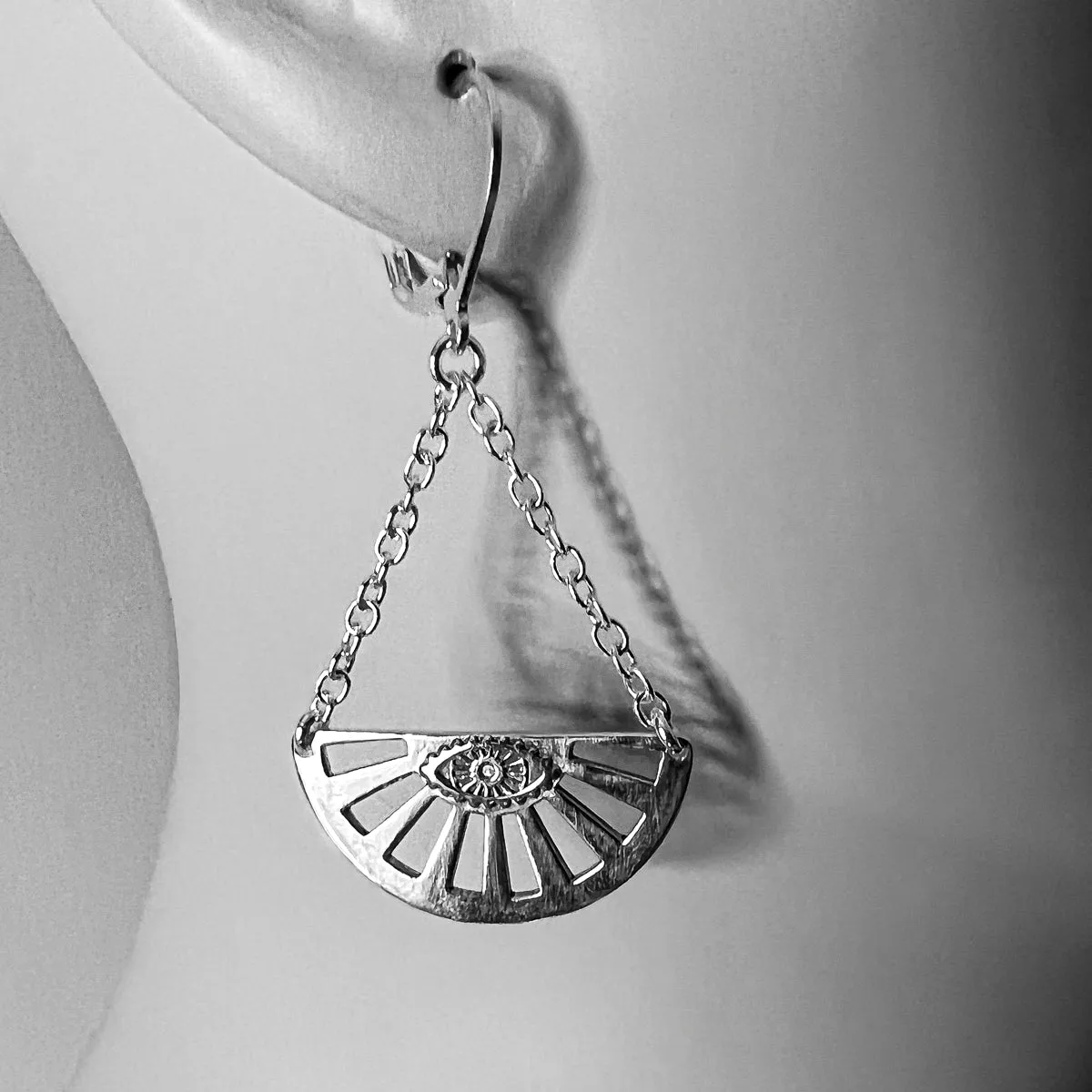 Sterling Silver Eye Swinger Earrings